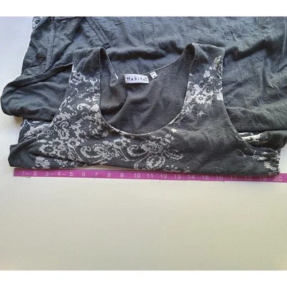 Habitat Gray Layered Midi Dress‎ M Sleeveless Lagenlook  Art to Wear Comfort - Picture 7 of 8